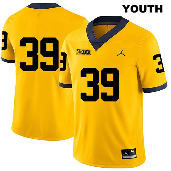 Youth NCAA Michigan Wolverines Lawrence Reeves #39 No Name Yellow Jordan Brand Authentic Stitched Legend Football College Jersey SZ25Q12BR